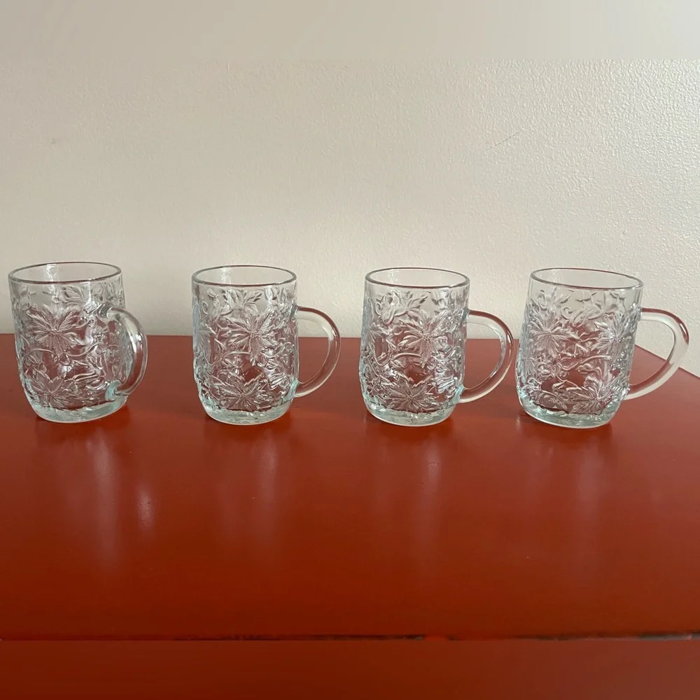 Vintage Princess House Fantasia 4Coffee/Tea Mugs Heavy Embossed Flowers  perfect - Picture 9 of 10